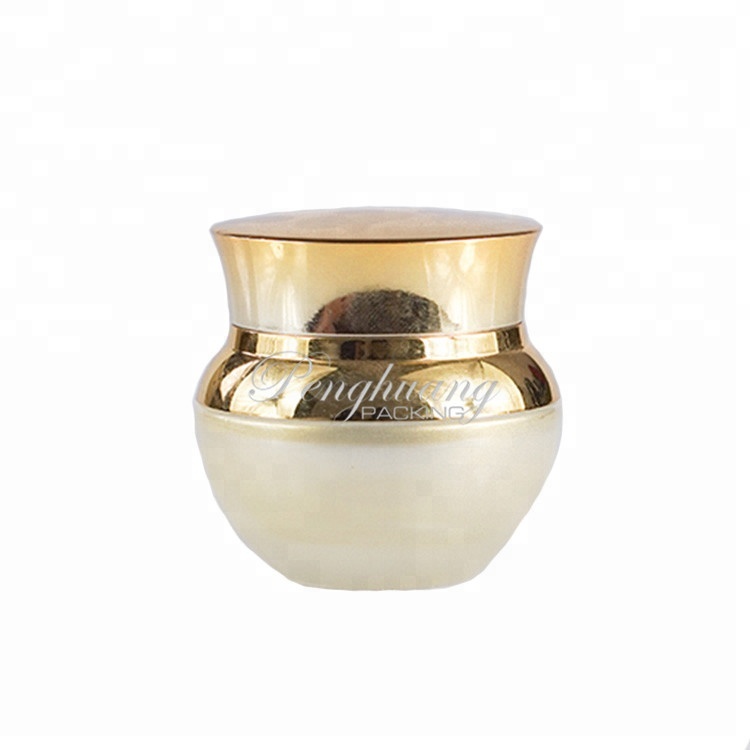 High quality color customized cosmetic frosted glass jar 20g face cream jars with uv golden cap