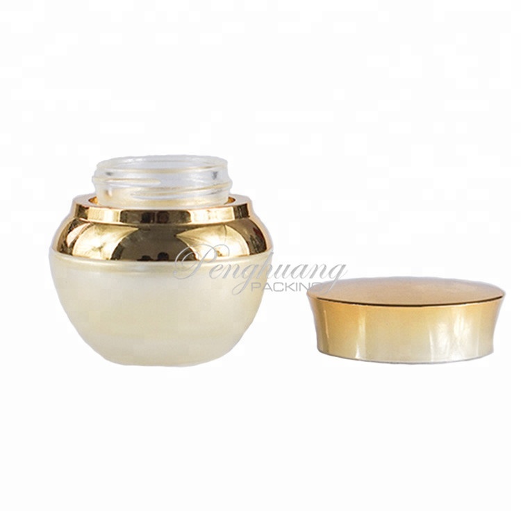 High quality color customized cosmetic frosted glass jar 20g face cream jars with uv golden cap