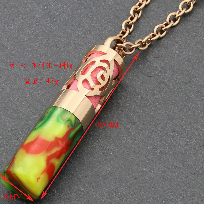 High quality coloured resin has chain perfume bottles.