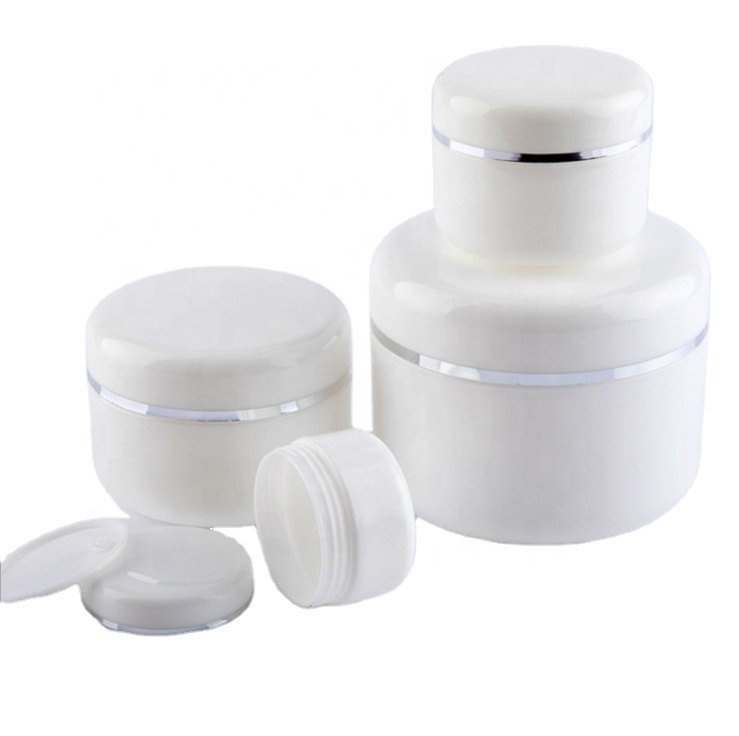 High quality cosmetic body lotion container cream jar with silver edge