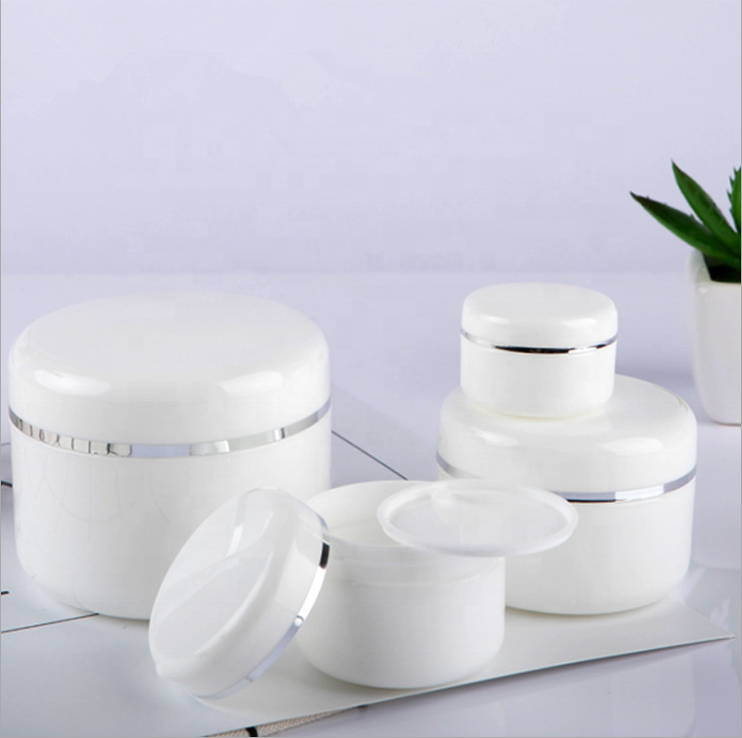 High quality cosmetic body lotion container cream jar with silver edge