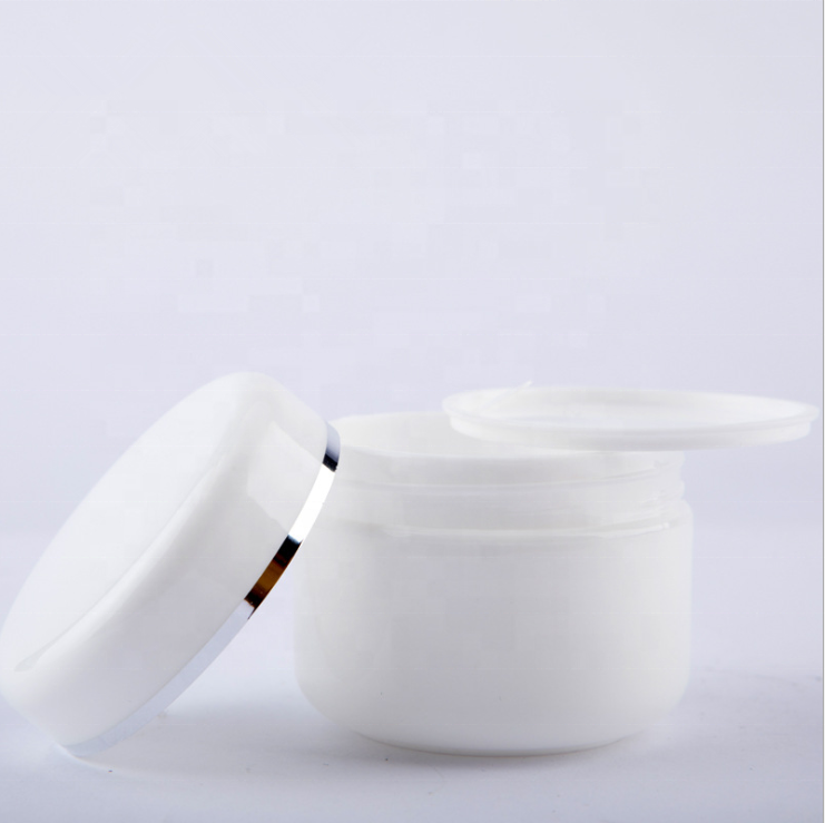 High quality cosmetic body lotion container cream jar with silver edge
