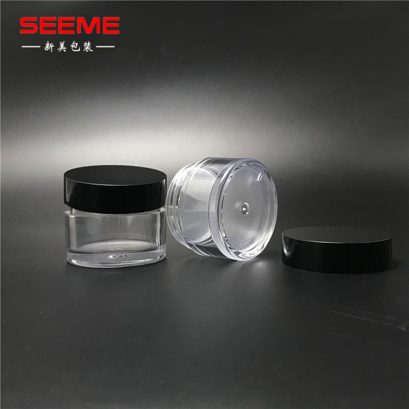 High quality cosmetic clear cream container; 50ml 80ml aluminium cap PETG jar