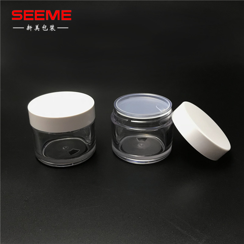 High quality cosmetic clear cream container; 50ml 80ml aluminium cap PETG jar