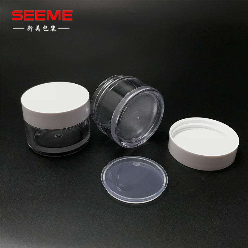 High quality cosmetic clear cream container; 50ml 80ml aluminium cap PETG jar