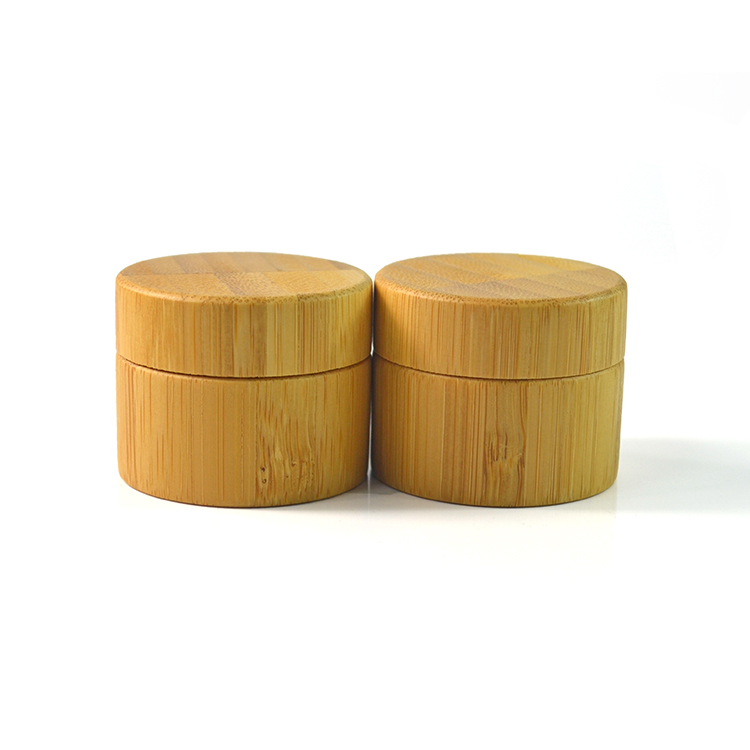 High quality cosmetic container 5g 15g 30g 50g 100g bamboo wood cosmetic plastic cream jar with bamboo lid