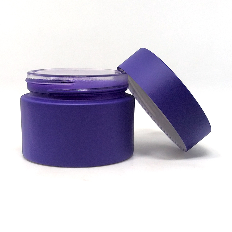High quality cosmetic cream round green orange purple 30ml 1 oz glass jar with colored screw top lid