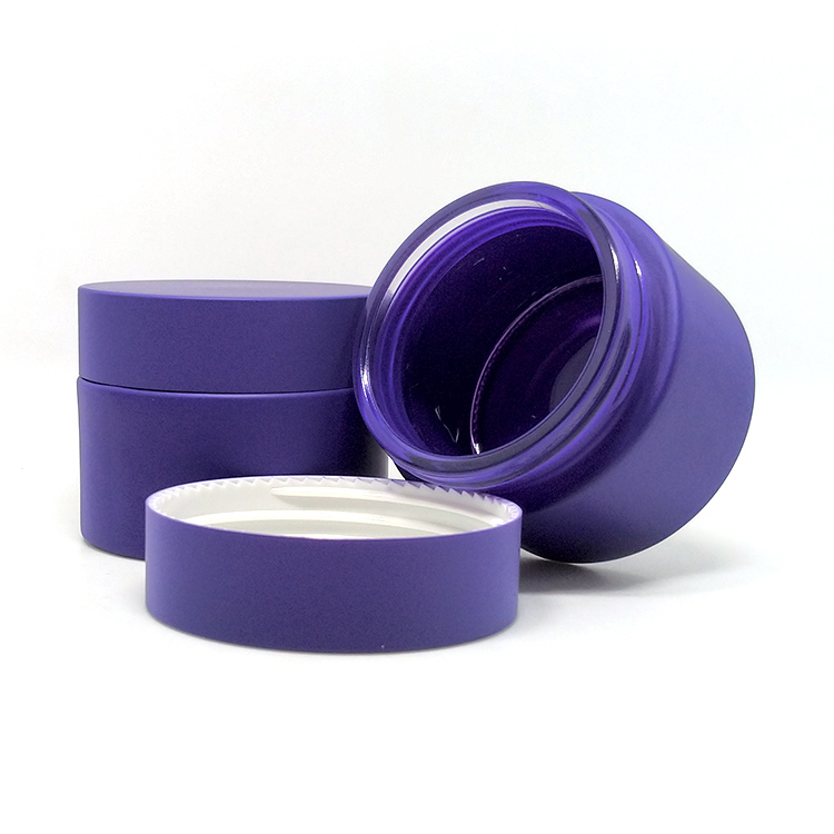 High quality cosmetic cream round green orange purple 30ml 1 oz glass jar with colored screw top lid