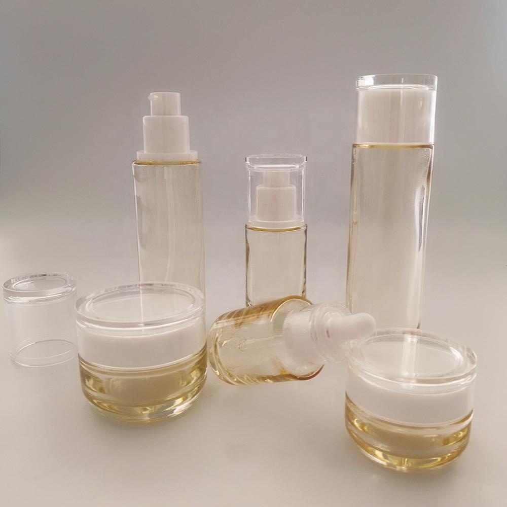 High quality cosmetic glass frosted glass bottle wholesale and jars color customized cosmetic empty packaging
