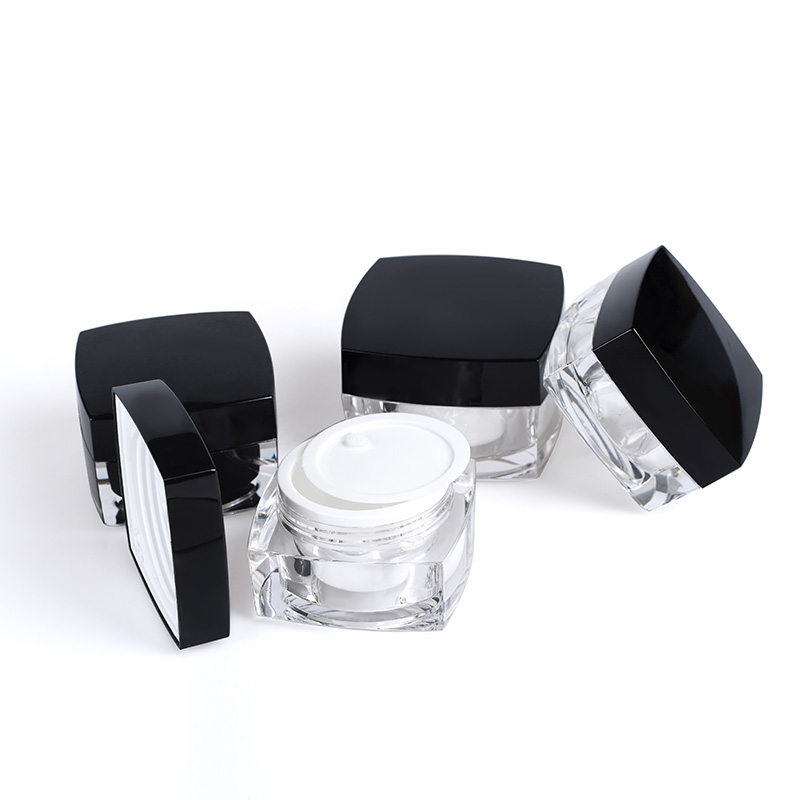 High quality cosmetic packaging empty 5g 10g 15g 30g 50g white black double wall square acrylic cream jar
