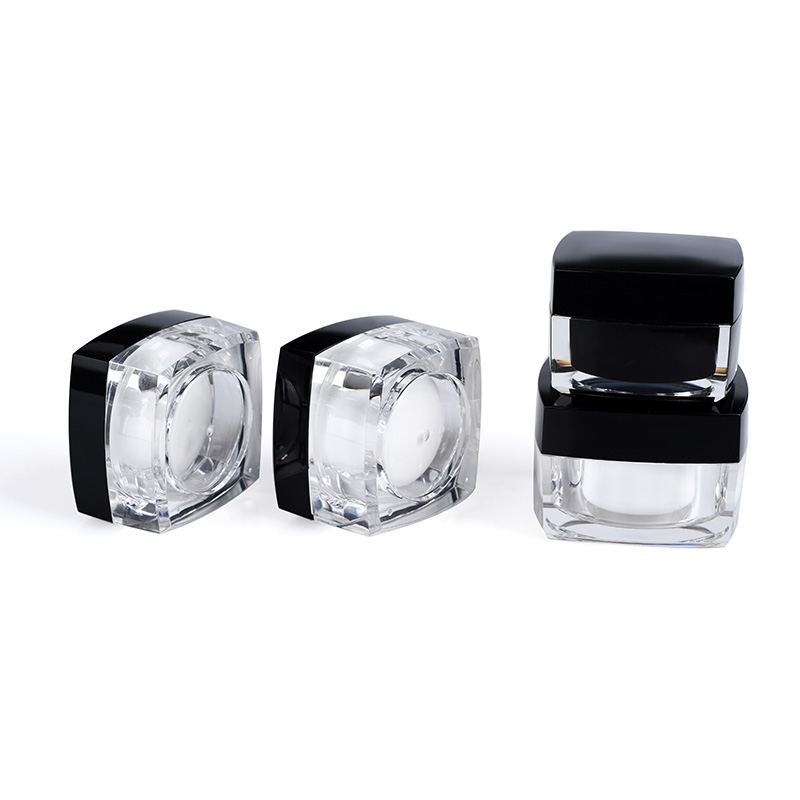 High quality cosmetic packaging empty 5g 10g 15g 30g 50g white black double wall square acrylic cream jar
