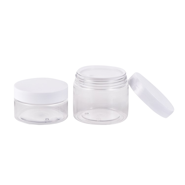 High quality customized recycle air tight empty white transparent cosmetic pet plastic jar manufacturers plastic jar