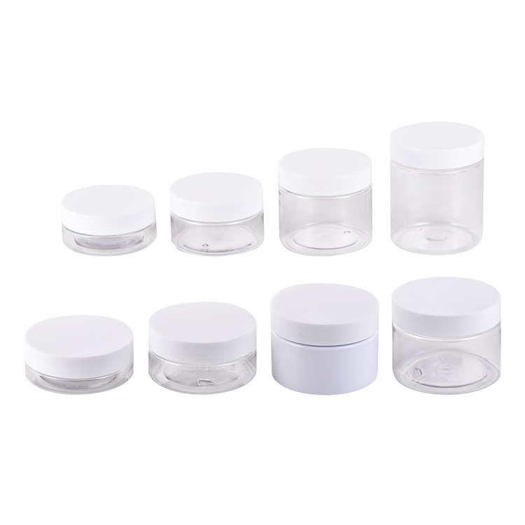High quality customized recycle air tight empty white transparent cosmetic pet plastic jar manufacturers plastic jar