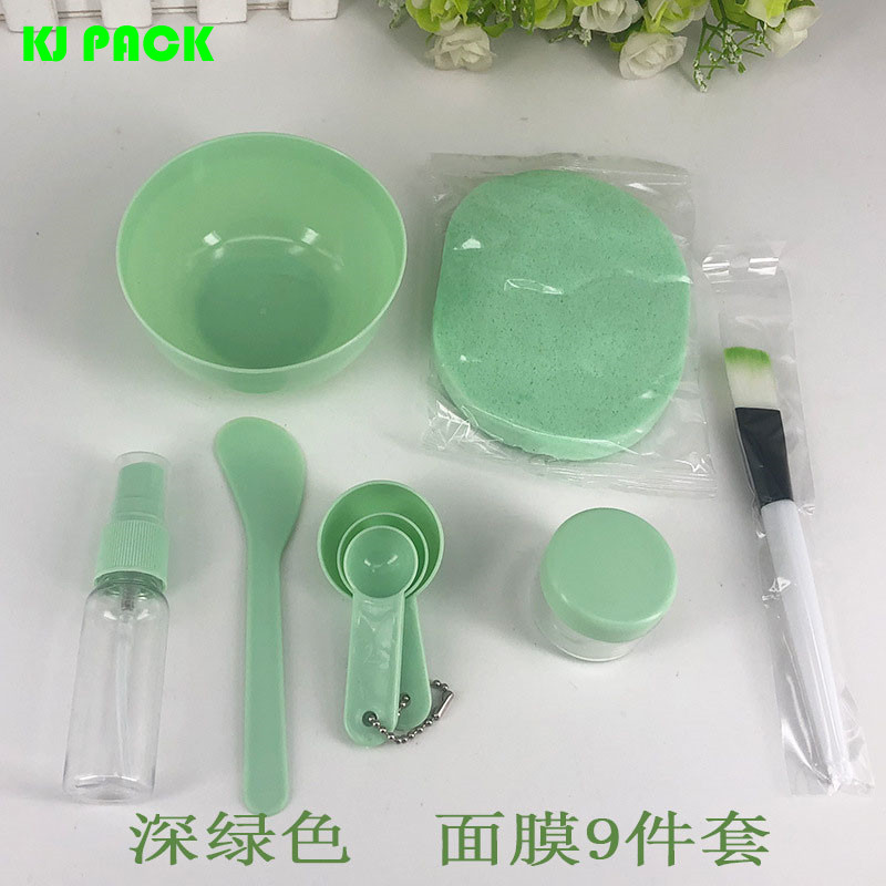 High quality diy face mask make up tools cosmetic spatula brush plastic facial mask mixing bowl 8pcs green color