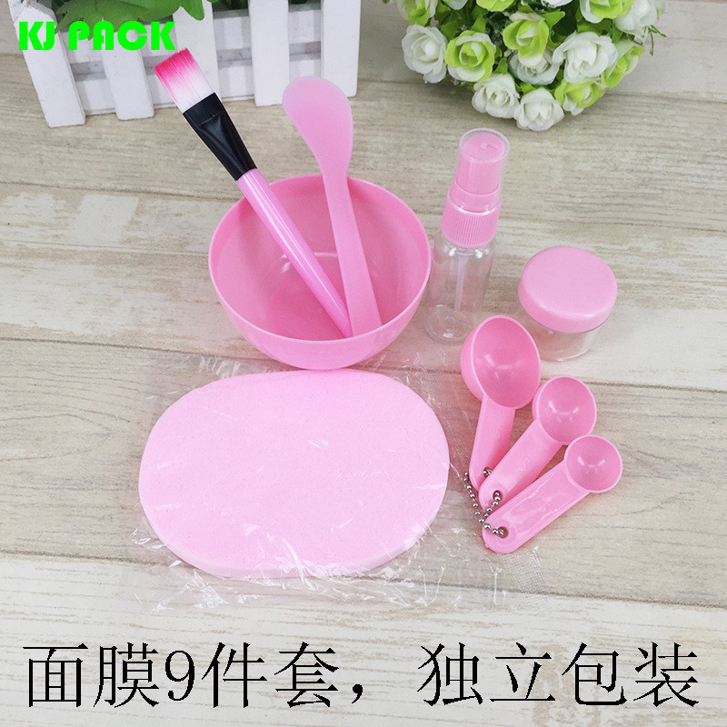 High quality diy face mask make up tools cosmetic spatula brush plastic facial mask mixing bowl 8pcs green color