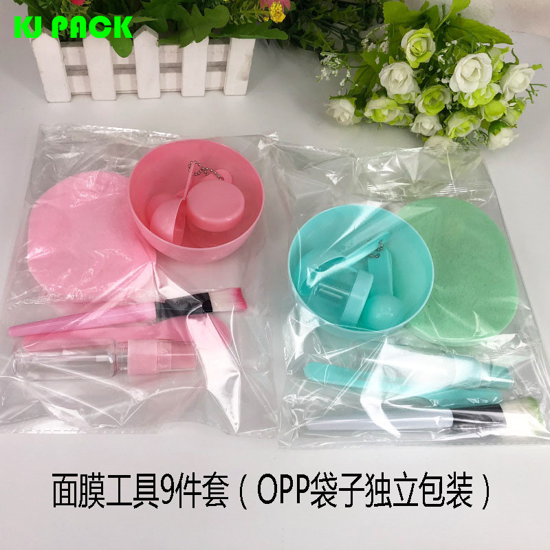 High quality diy face mask make up tools cosmetic spatula brush plastic facial mask mixing bowl 8pcs green color