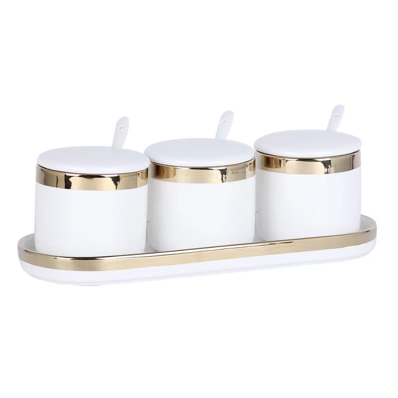 High quality durable kitchen supplie kitchenware ceramic seasoning jar set