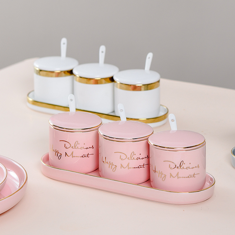 High quality durable kitchen supplie kitchenware ceramic seasoning jar set