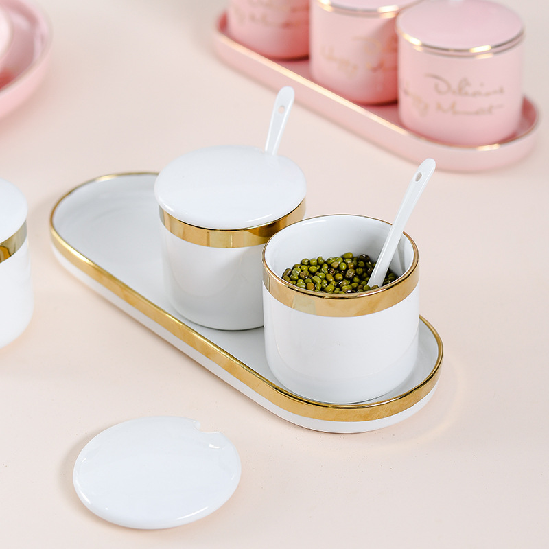 High quality durable kitchen supplie kitchenware ceramic seasoning jar set