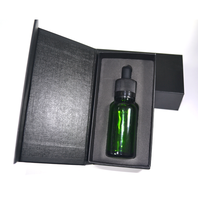 High quality e liquid essential glass bottle with matte frosted  black paper box paper tube