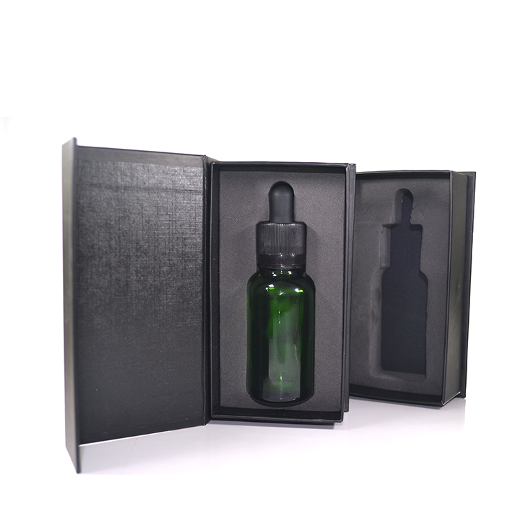 High quality e liquid essential glass bottle with matte frosted black paper box paper tube