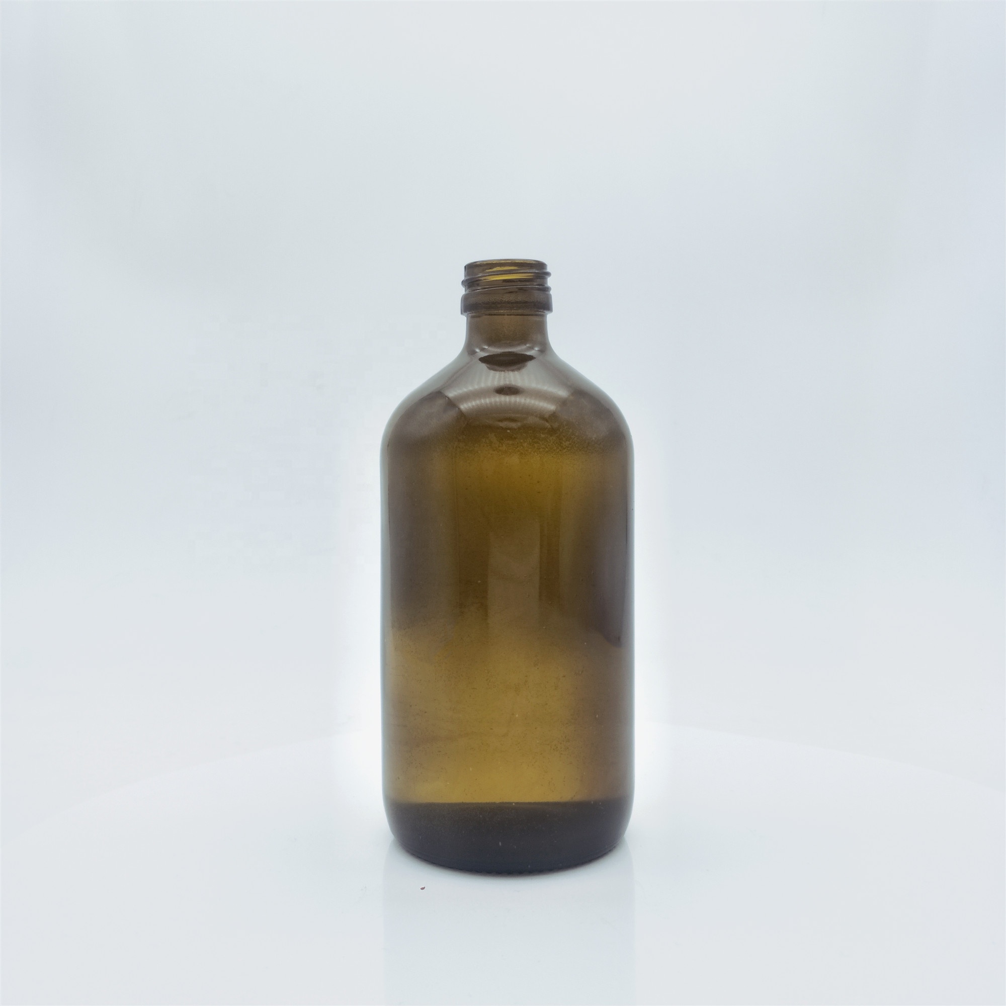 High quality empty 500ml / 16oz amber glass bottle with 28mm ROPP caps 500ml for beverage and bamboo