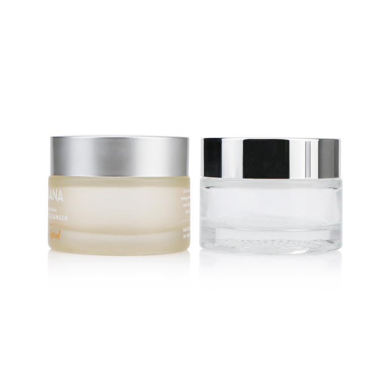 High quality empty 50g custom clear makeup cream container glass jars skincare for cosmetic packaging