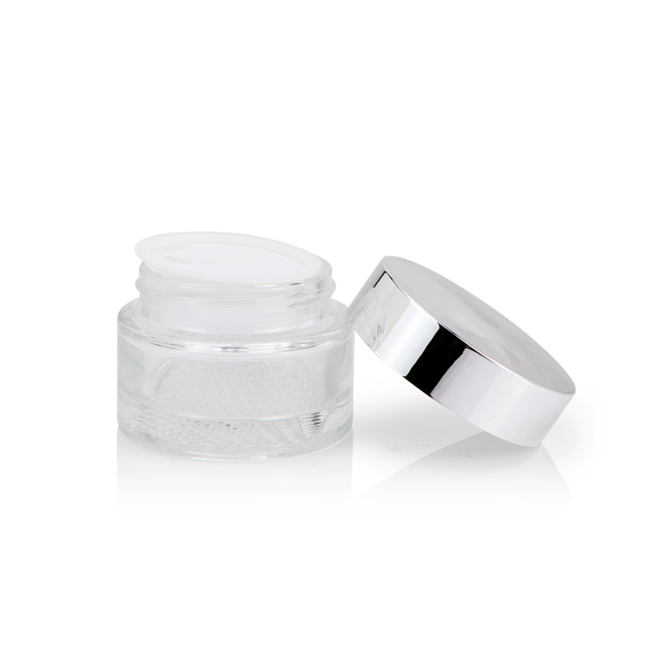 High quality empty 50g custom clear makeup cream container glass jars skincare for cosmetic packaging
