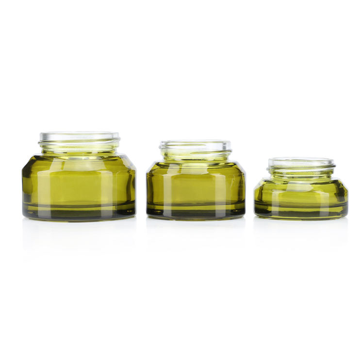 High quality empty 50g custom clear makeup cream container glass jars skincare for cosmetic packaging