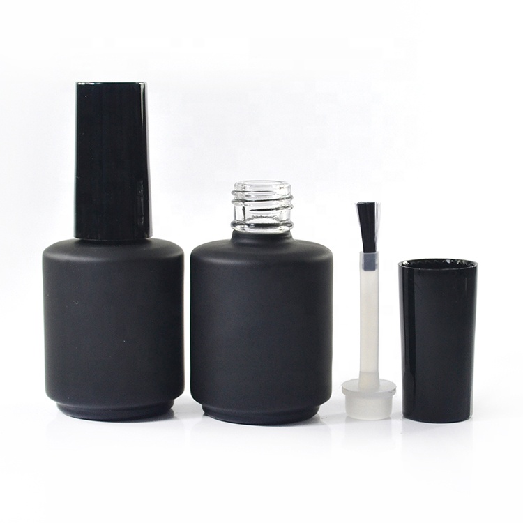 High quality empty 5ml 7ml 9ml 10ml 11ml 13ml 14ml 17ml matte frosted black glass uv gel nail polish bottle with brush
