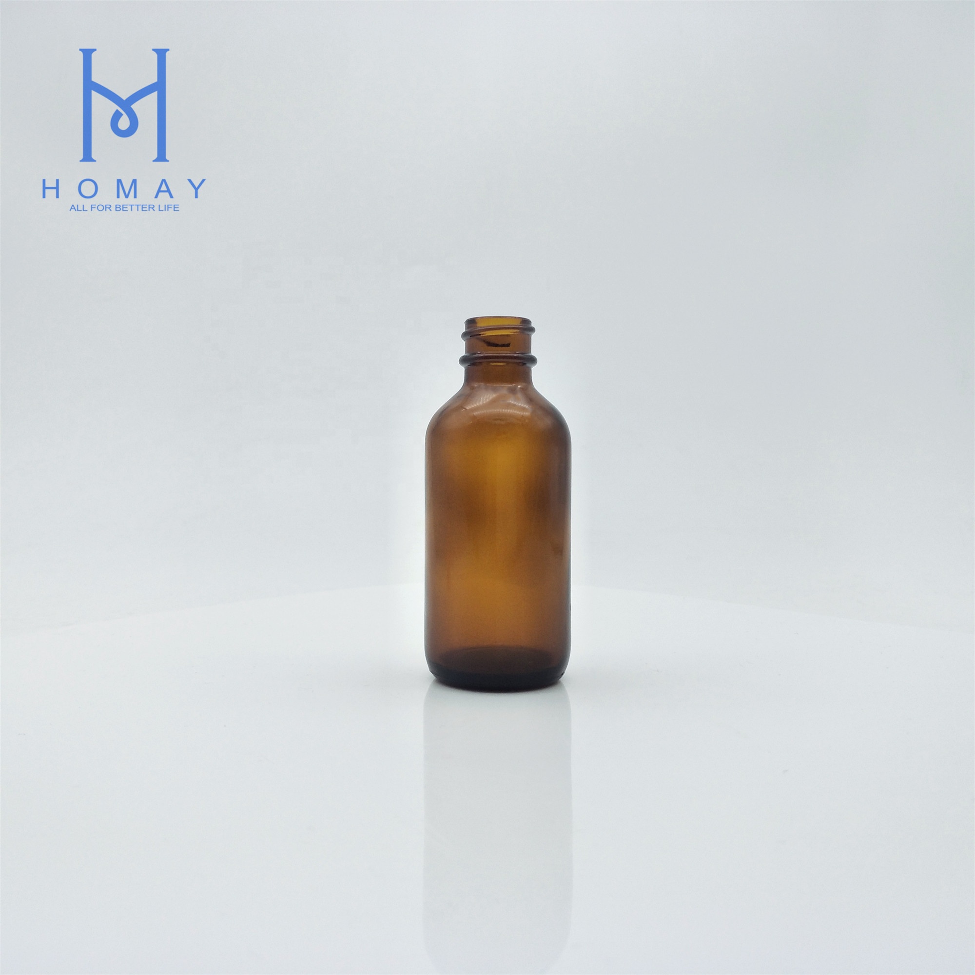 High quality empty 60ml/2oz Amber boston round glass bottle for medical/juice G.P.I.Finish