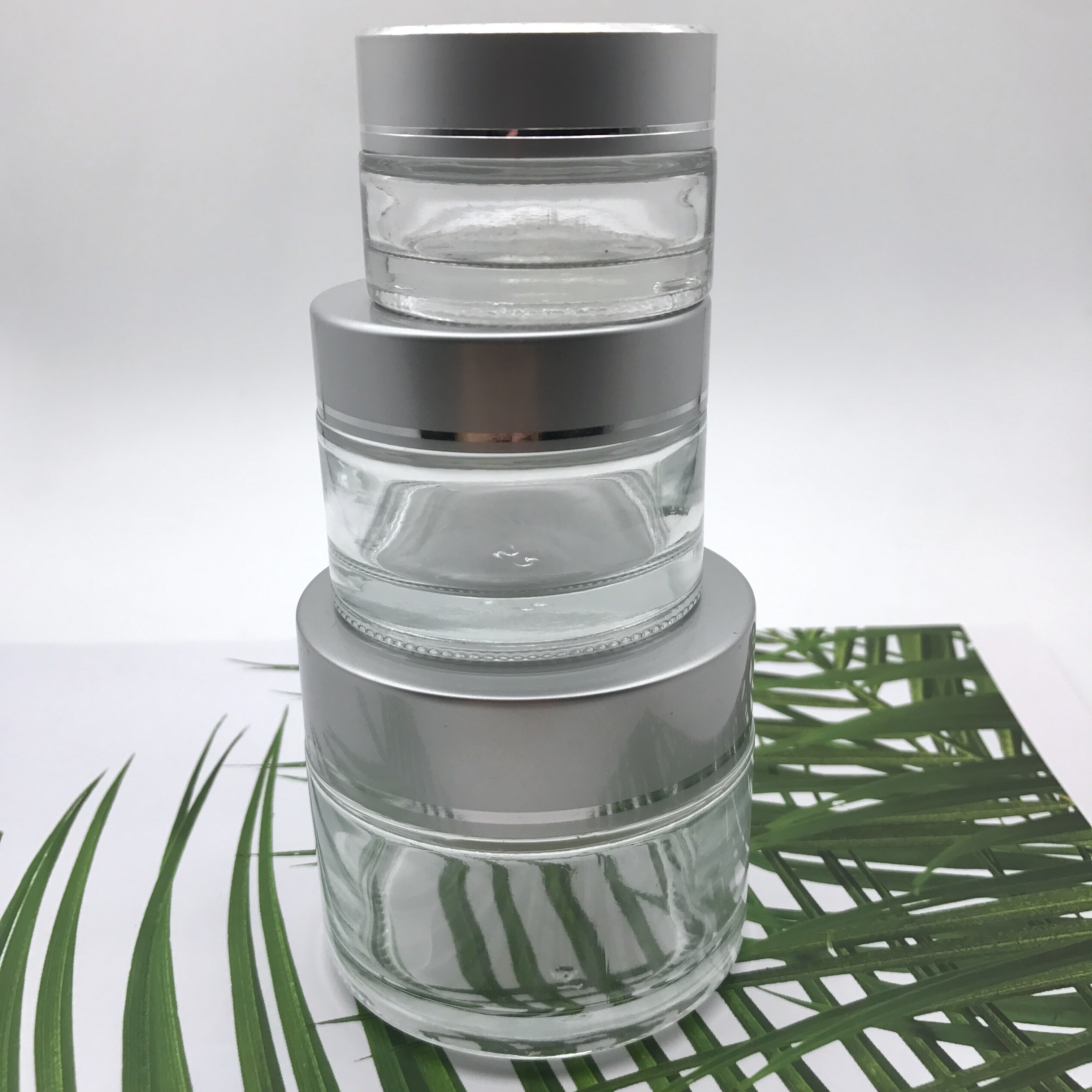 High quality empty clear glass cream jar for cosmetic