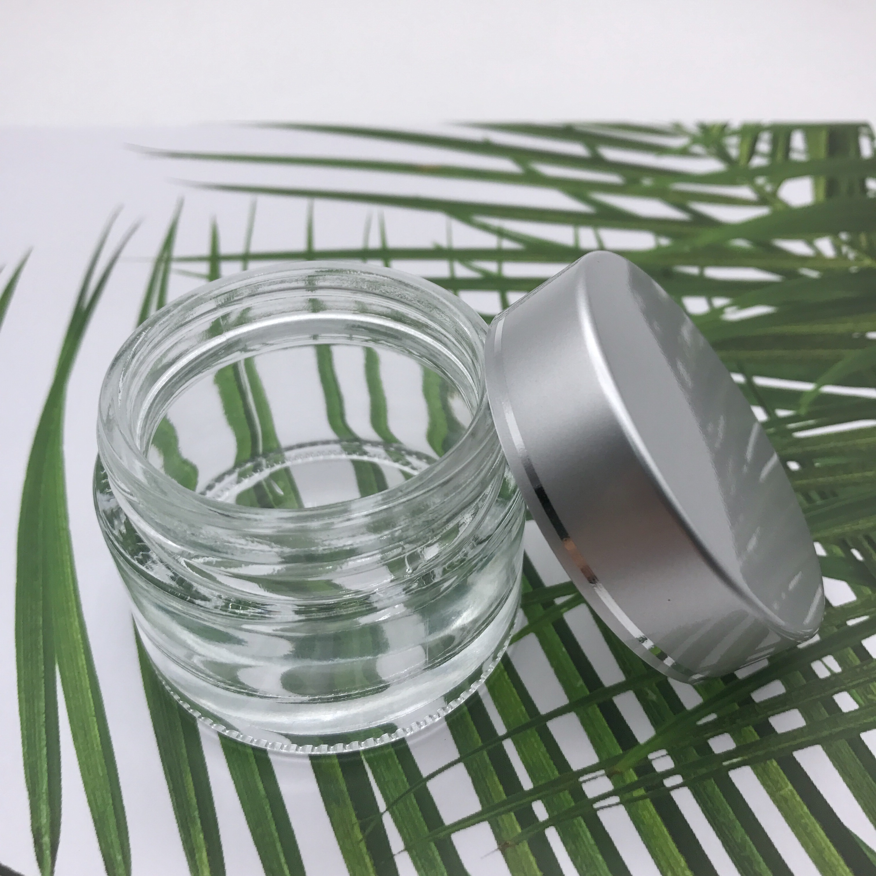 High quality empty clear glass cream jar for cosmetic