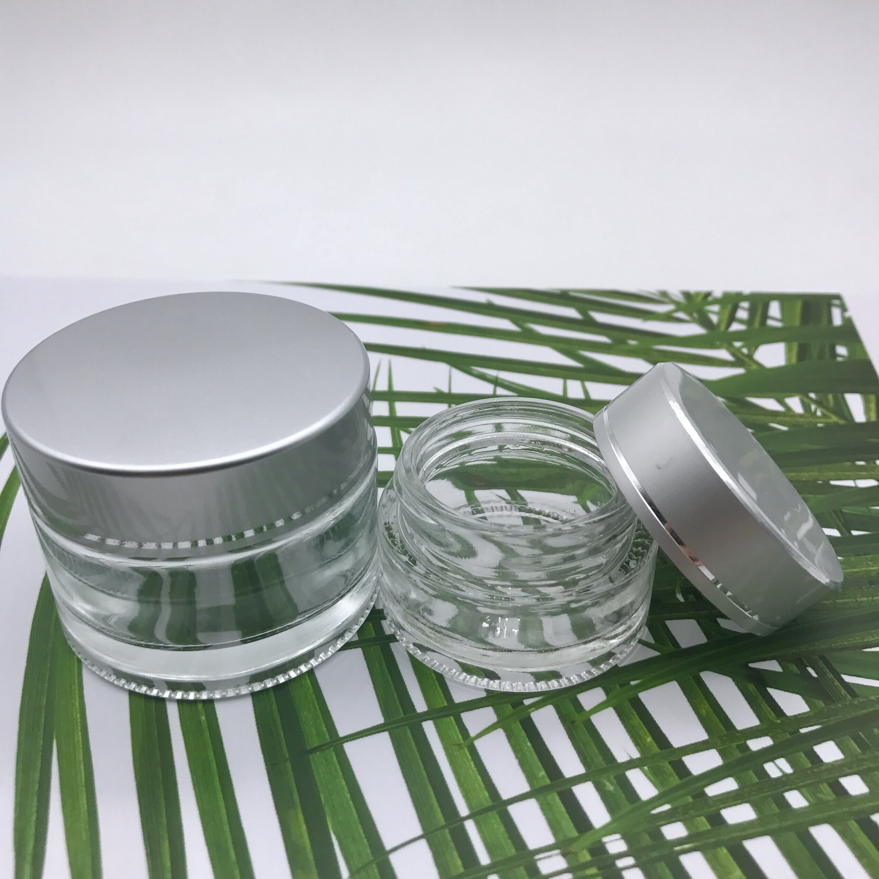 High quality empty clear glass cream jar for cosmetic