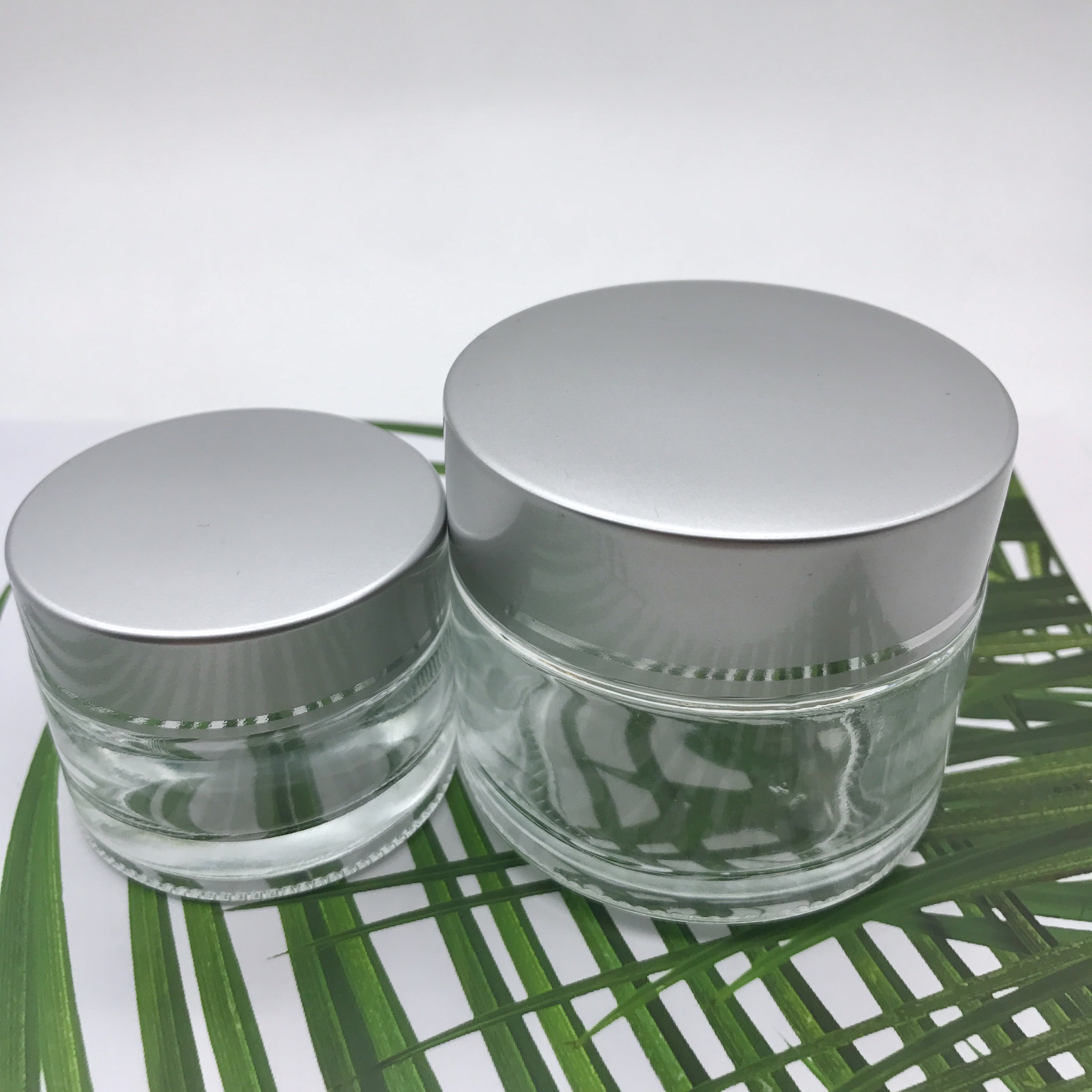 High quality empty clear glass cream jar for cosmetic