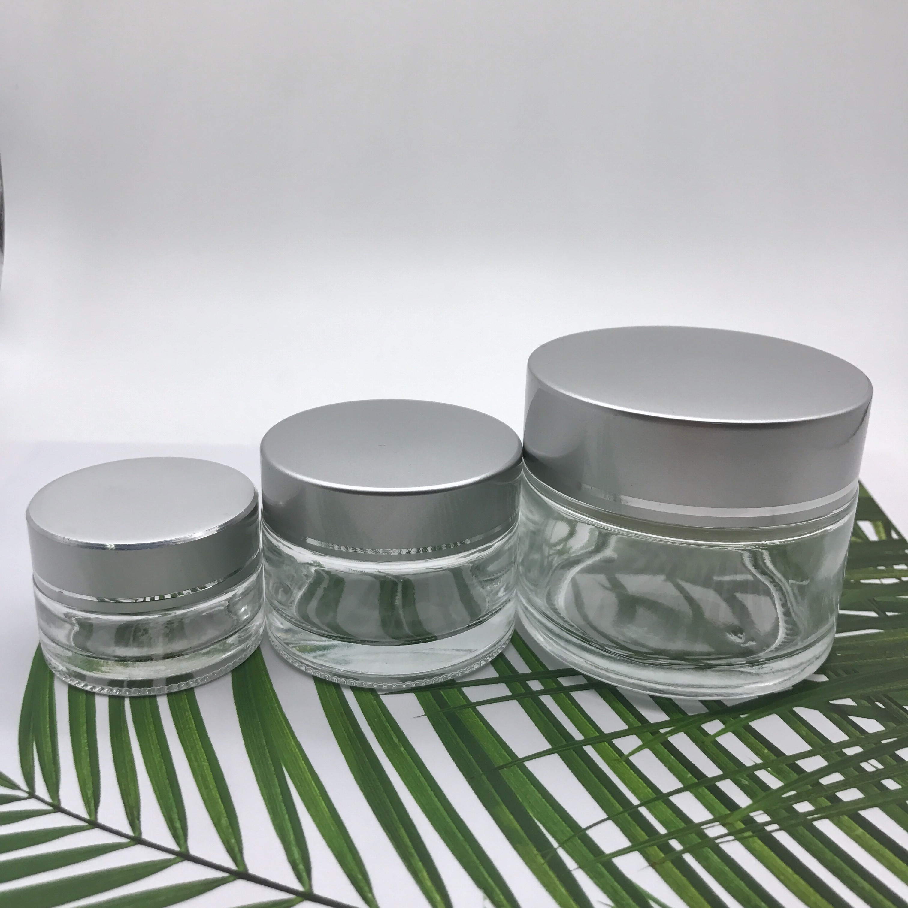 High quality empty clear glass cream jar for cosmetic
