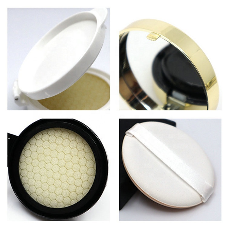 High quality empty custom led blush compact powder case packaging clear square led pressed powder compact case with mirror