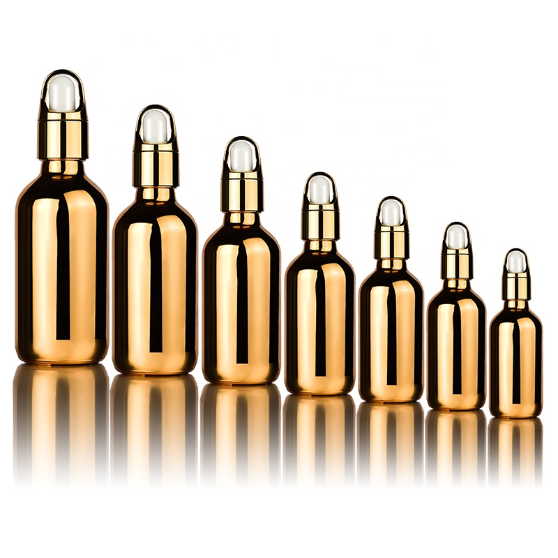 High quality empty hair oil 15ml 1/2oz 30ml 1oz 60ml 2oz UV gold silver coating glass dropper bottle