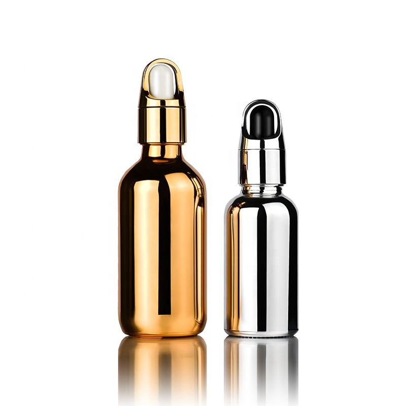 High quality empty hair oil 15ml 1/2oz 30ml 1oz 60ml 2oz UV gold silver coating glass dropper bottle