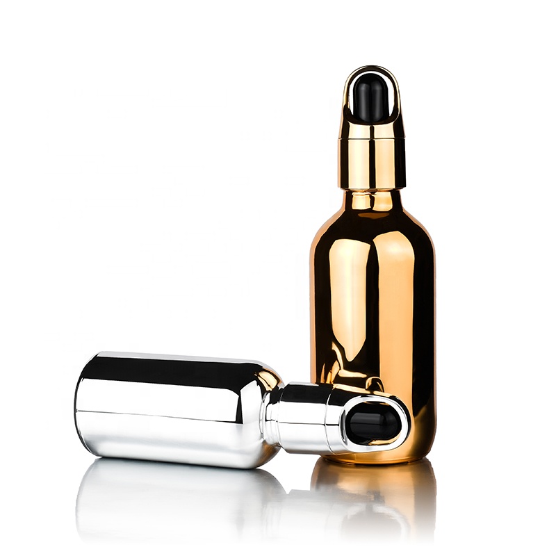 High quality empty hair oil 15ml 1/2oz 30ml 1oz 60ml 2oz UV gold silver coating glass dropper bottle