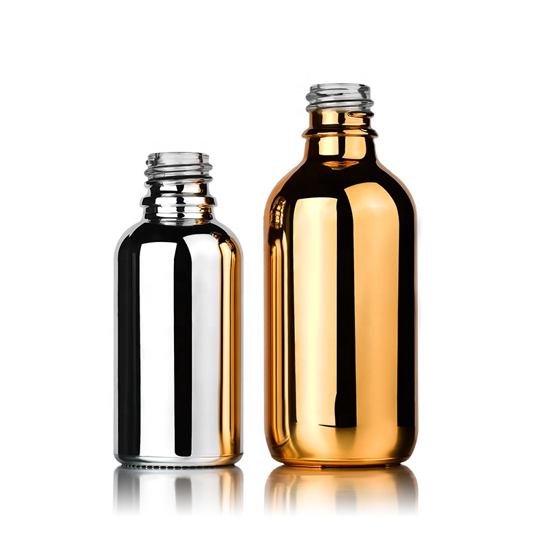 High quality empty hair oil 15ml 1/2oz 30ml 1oz 60ml 2oz UV gold silver coating glass dropper bottle