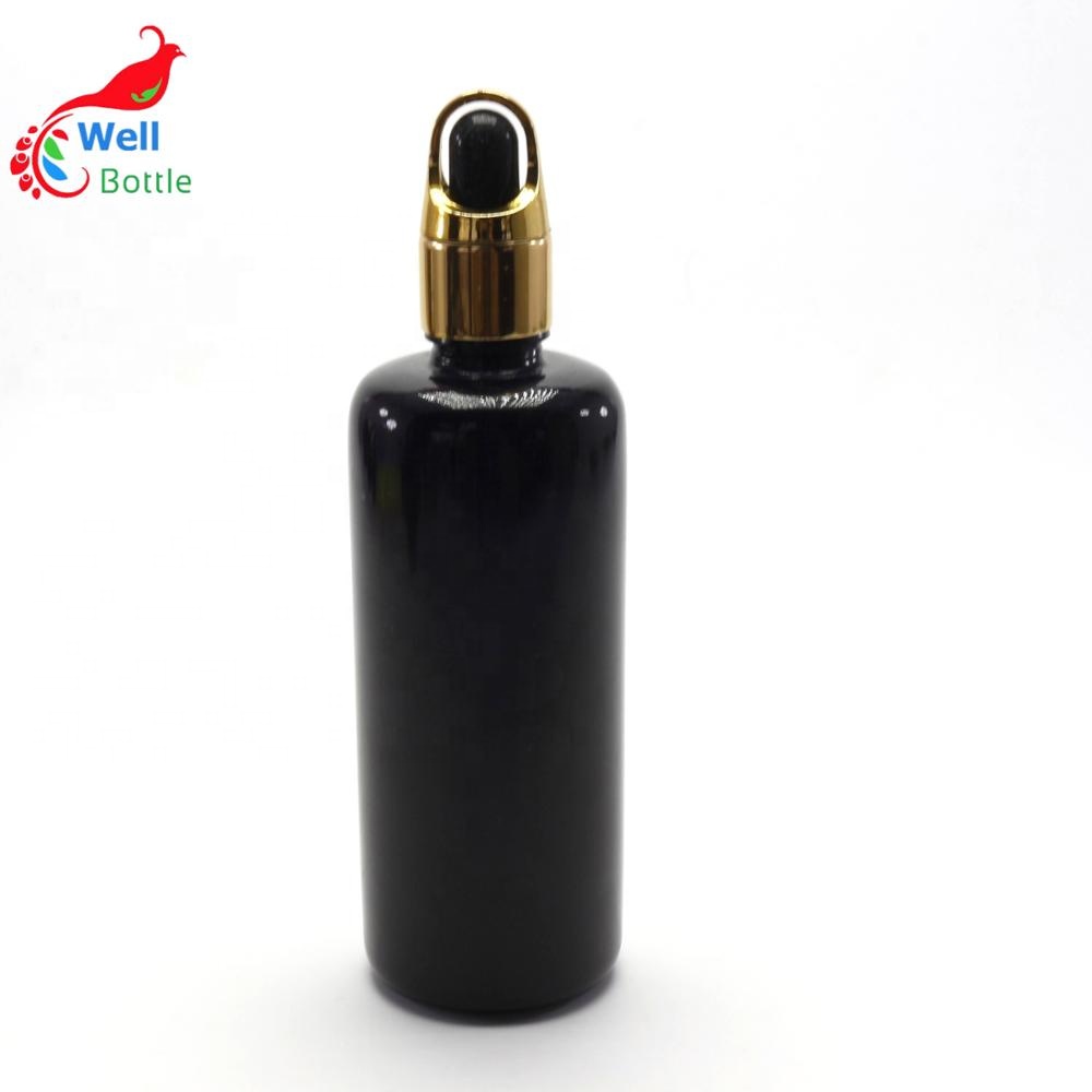 High quality essential oil black glass dark violet dropper bottles for CBD oil VJ-0143RL