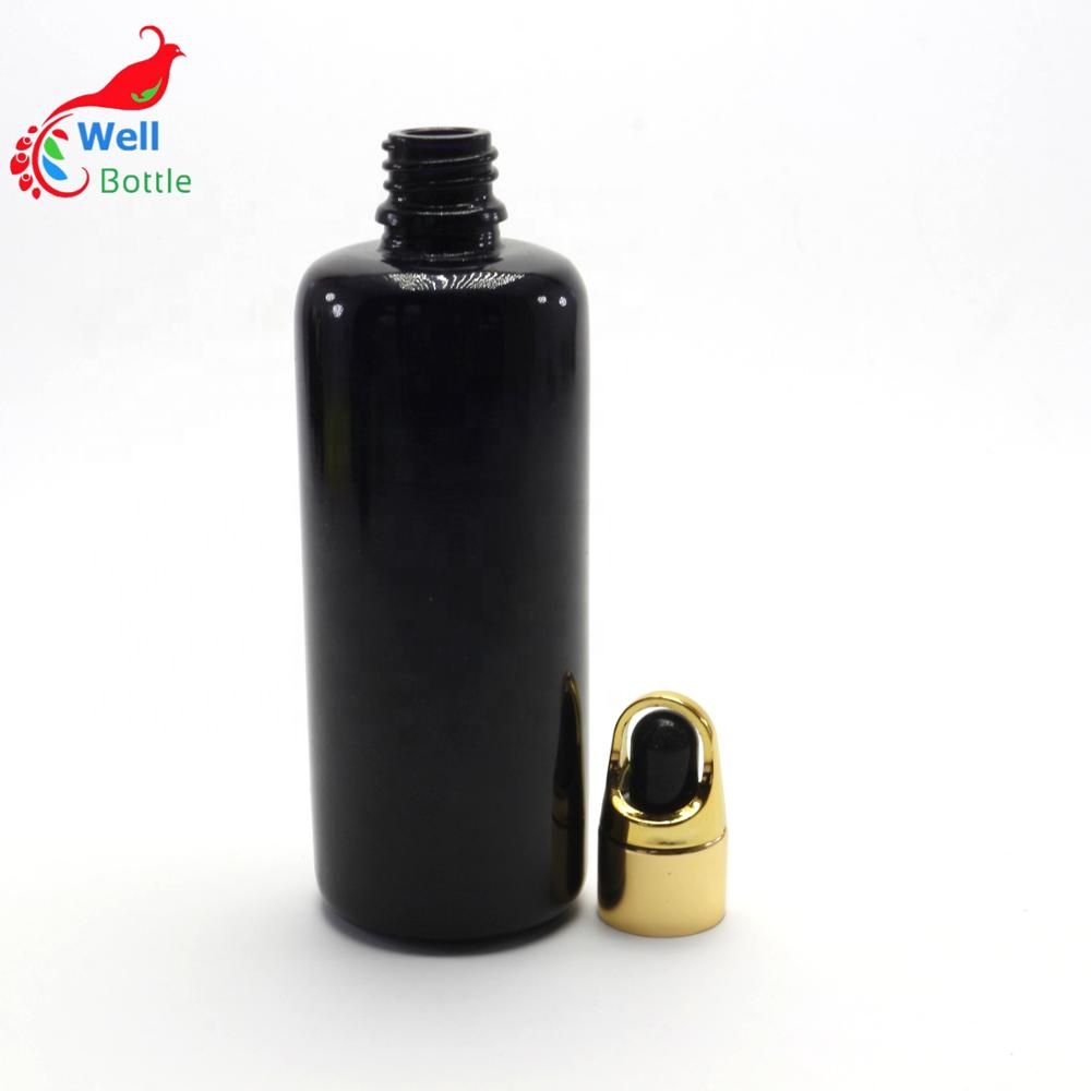 High quality essential oil black glass dark violet dropper bottles for CBD oil VJ-0143RL