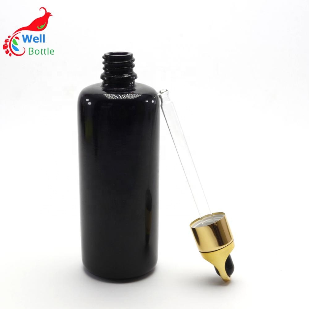 High quality essential oil black glass dark violet dropper bottles for CBD oil VJ-0143RL