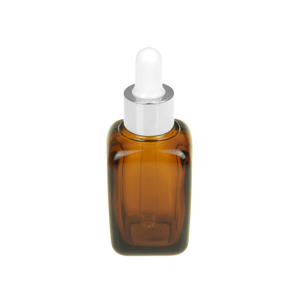High quality essential oil container packaging 10ml 20ml 30ml small clear amber oil bottle square dropper glass bottle
