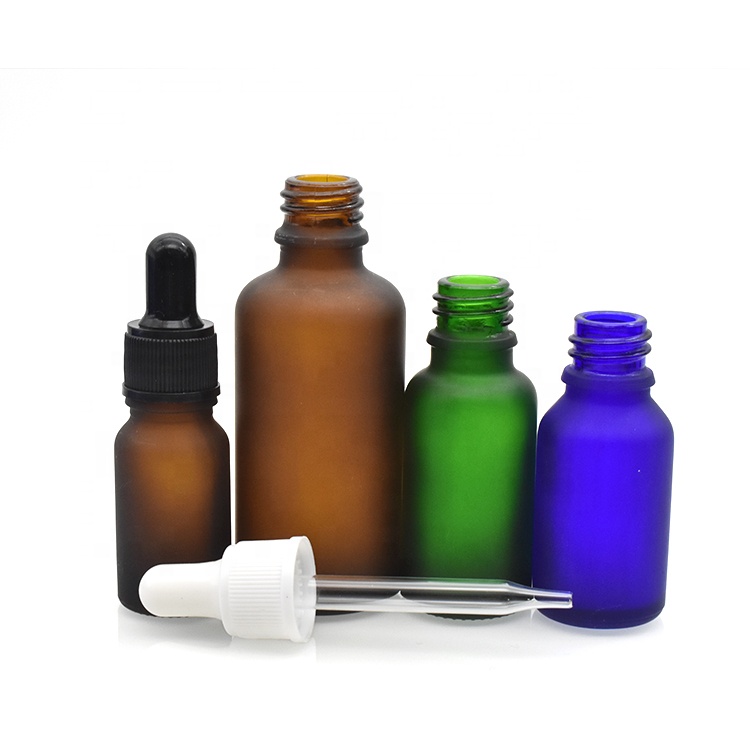 High quality essential oil glass dropper bottle matt clear green blue amber glass bottle 30ml 5ml 10ml 15ml 20ml 50ml 100ml