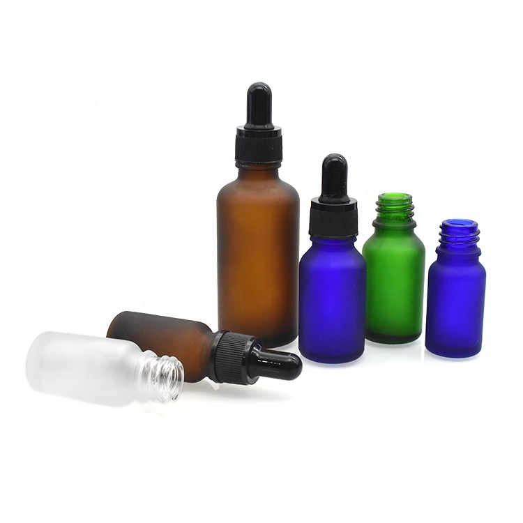 High quality essential oil glass dropper bottle matt clear green blue amber glass bottle 30ml 5ml 10ml 15ml 20ml 50ml 100ml