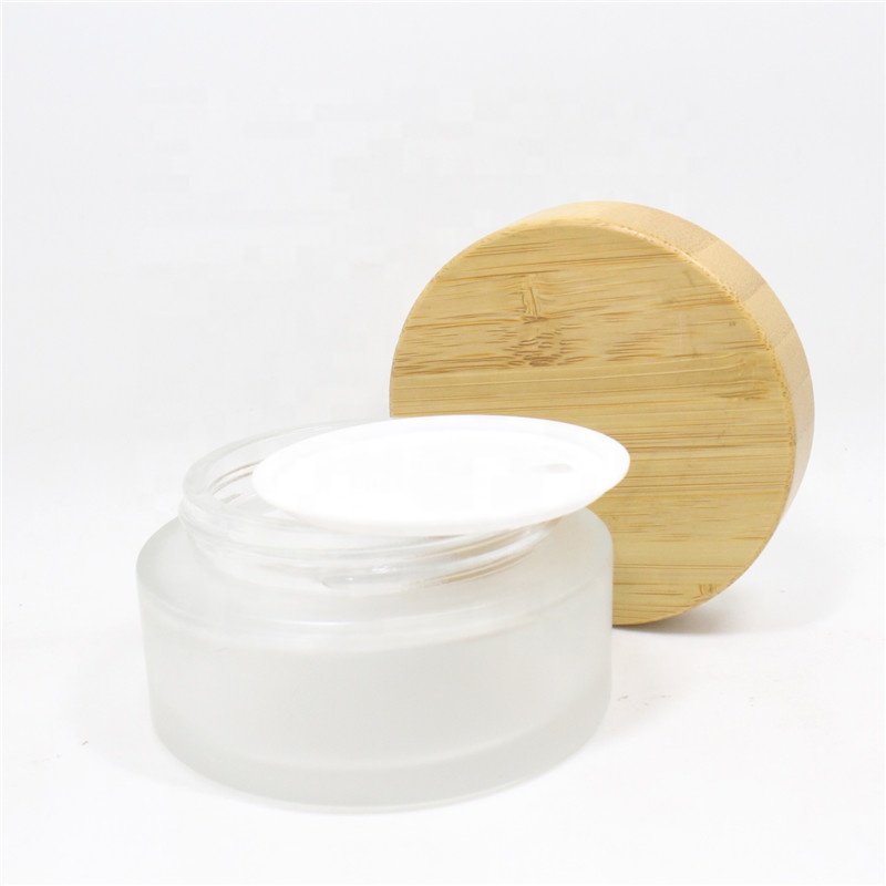 High quality face cream container 5g 10g 20g 30g 50g 100g glass cosmetic cream jar with bamboo wooden lid