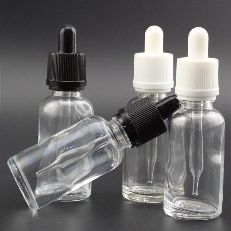 High quality fancy child proof white glass dropper bottle e liquid bottle essential oil bottle 30ml with droppers