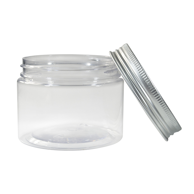 High quality food grade 30g 50g 100g 250g 500g clear pet plastic cosmetic jar with aluminum lid